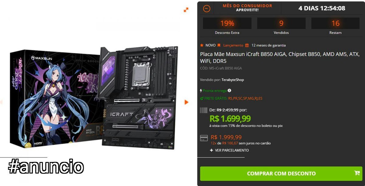 Placa Mãe Maxsun iCraft B850 AIGA 🛒