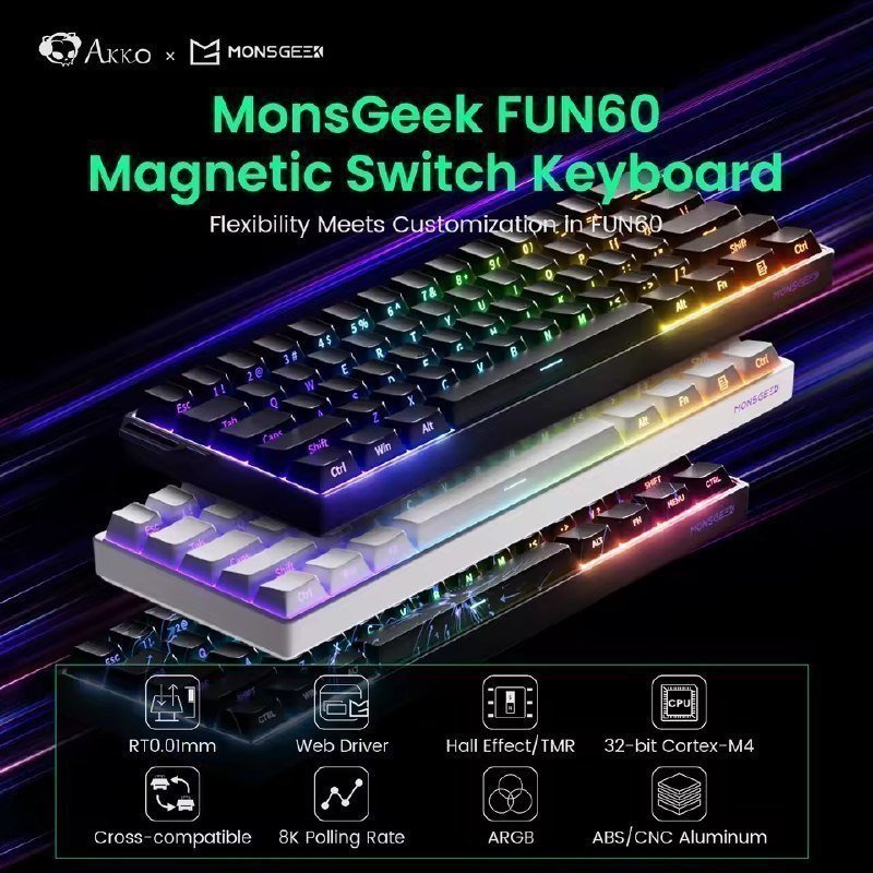 Teclado Magnético Akko Monsgeek Fun60 Pro 8K Hz ⌨️