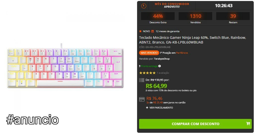 Teclado Mecânico Gamer Ninja Leap 60% ⌨️