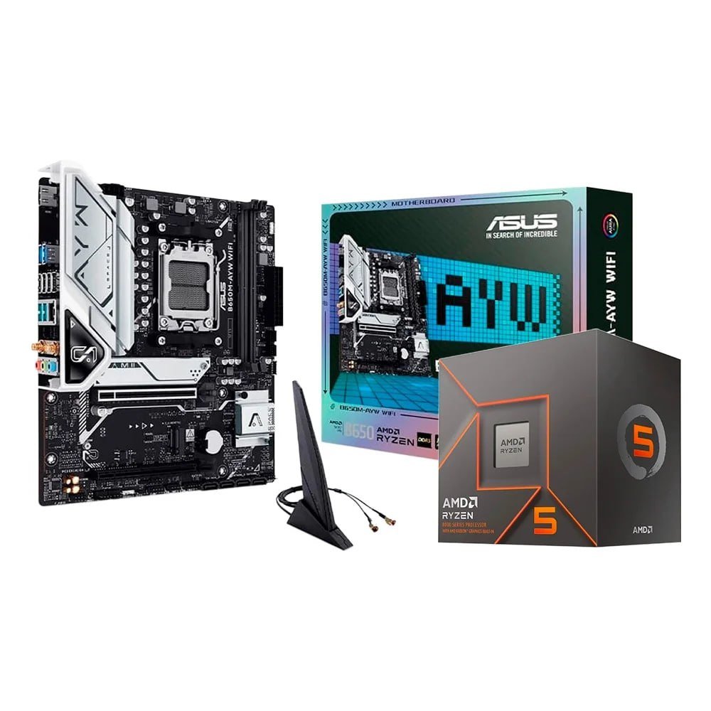 Processador AMD Ryzen 5 8500G + Placa Mãe ASUS B650M-AYW Wi-Fi 🛒