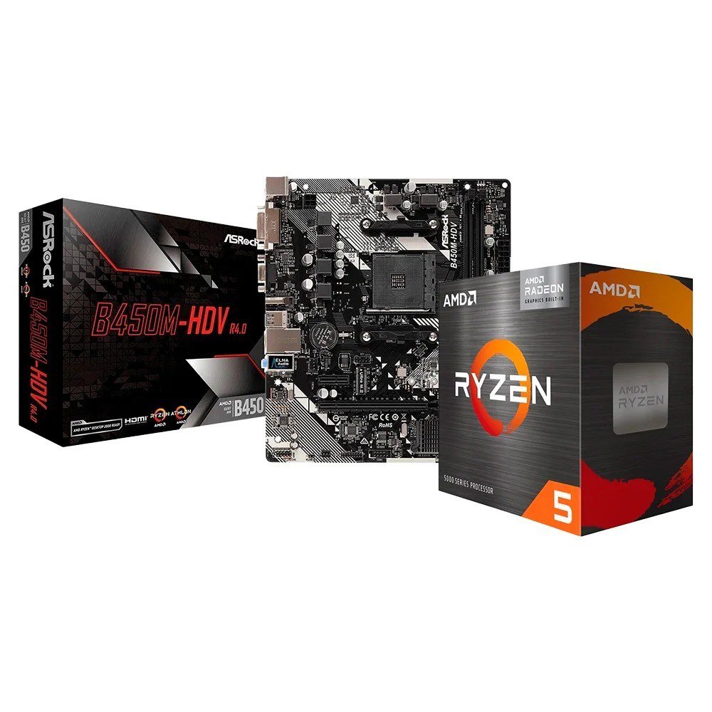 Kit Processador AMD Ryzen 5 4500 + Placa-Mãe ASRock B450M-HDV R4.0 🛒
