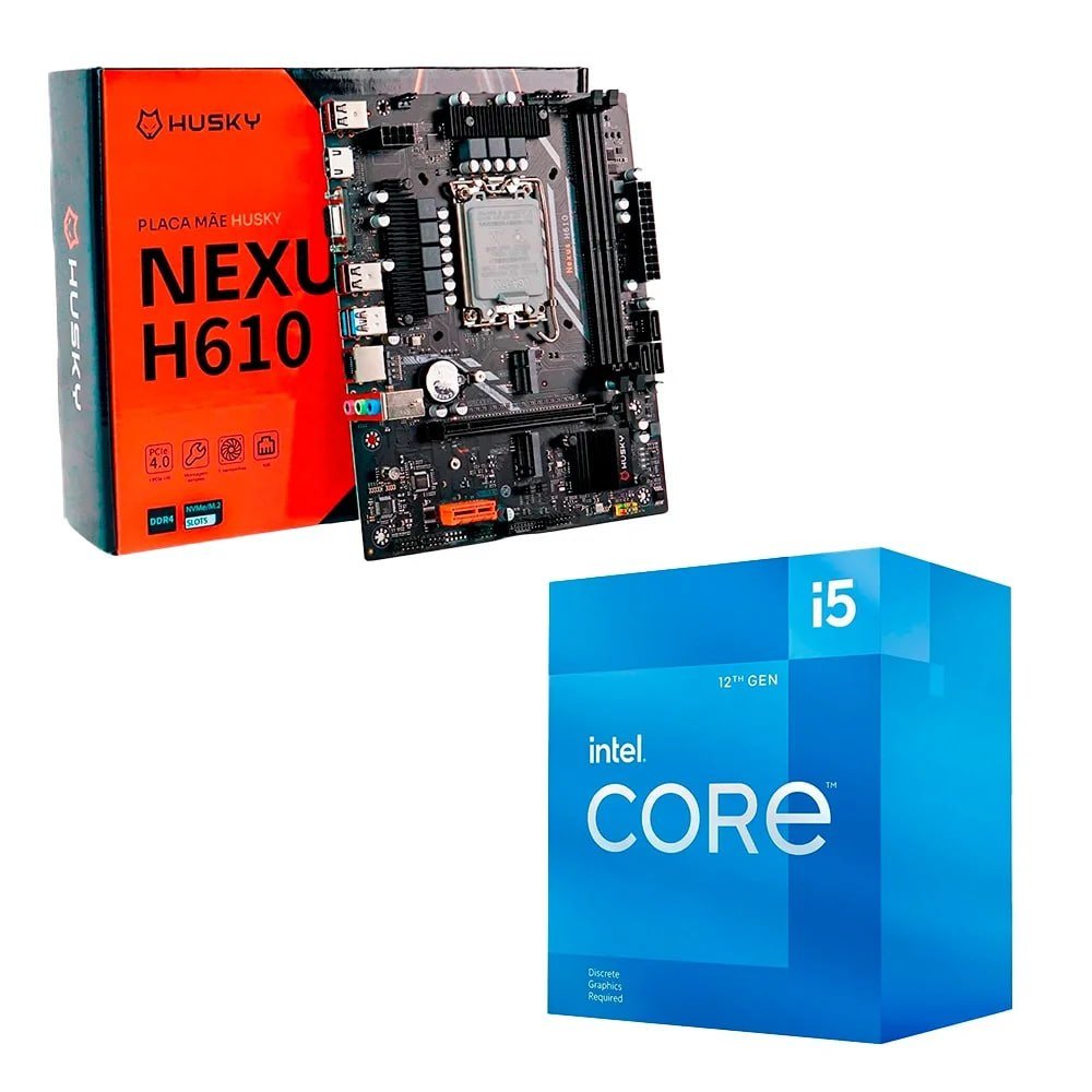 Kit Processador Intel Core i5-12400F + Placa-Mãe Husky Nexus H610 🛒