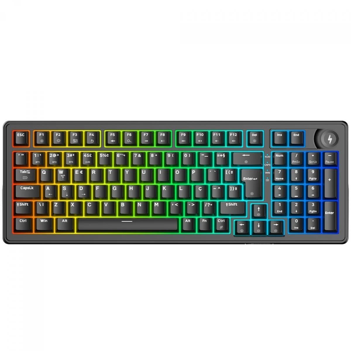 Teclado Mecânico Gamer SuperFrame Phantom, RGB, Wireless/Bluetooth, Switch KTT WineRed Linear, ABNT2 🛒