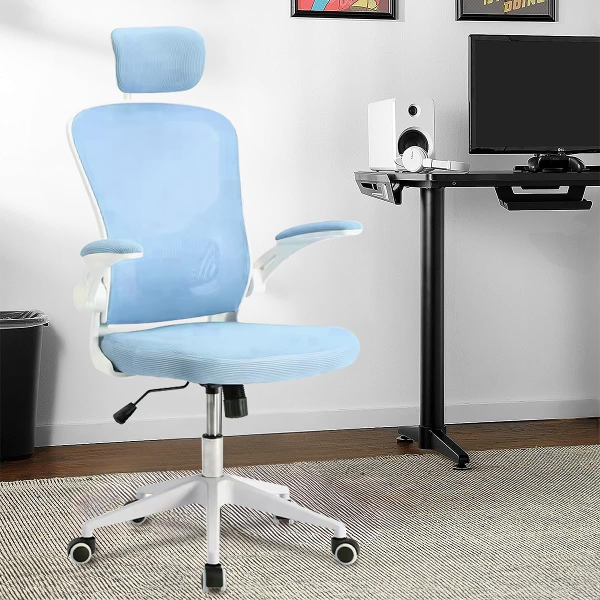 Cadeira de Escritório Ergonômica com Estofado de Mesh (Azul) 🛒