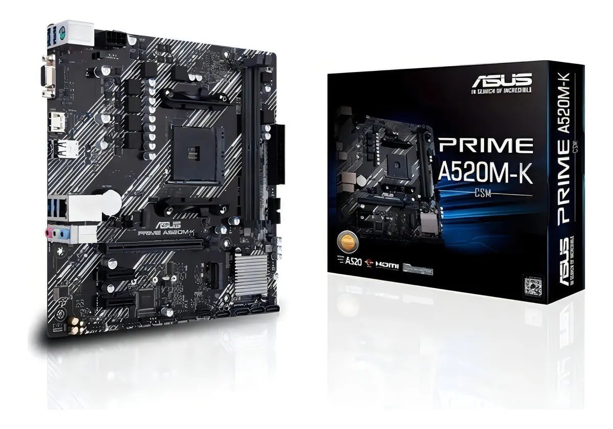 Placa Mãe Asus Prime A520M-K/AM4/DDR4 64GB 🛒