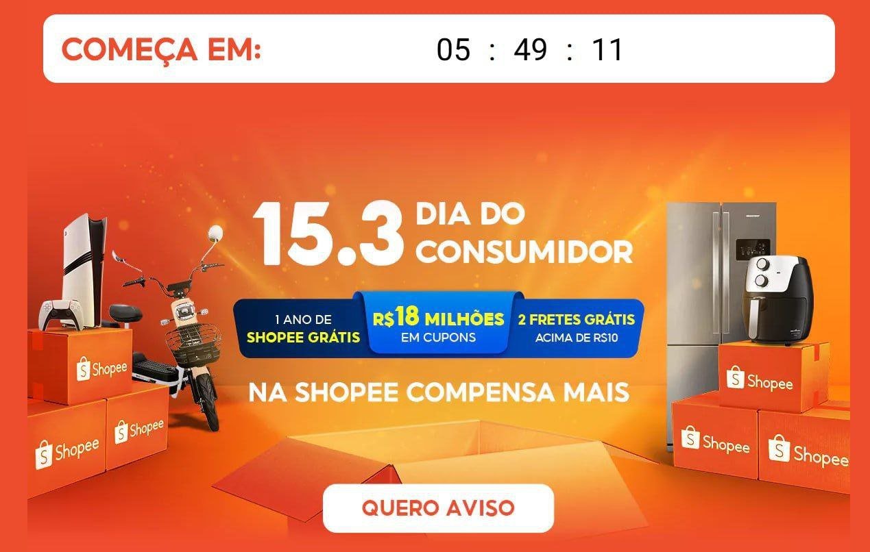 🔥 Evento 15.3 Shopee!