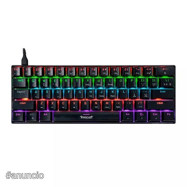 Teclado Mecânico Gamer TGT Sherman Compacto Rainbow ABNT2 Switch Azul Preto 🛒
