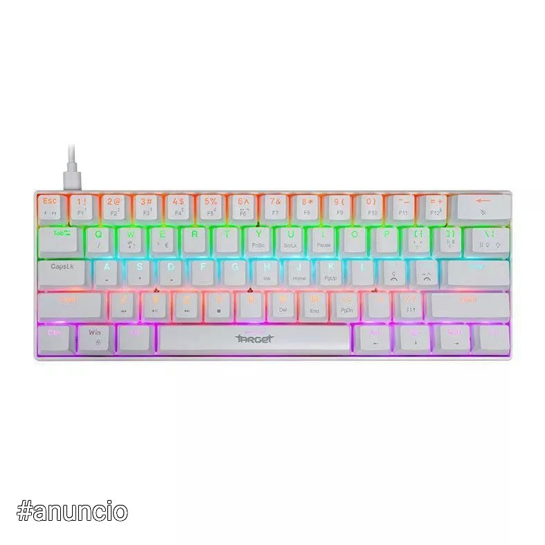 Teclado Mecânico Gamer TGT Sherman Compacto Rainbow ABNT2 Switch Huano Azul Branco 🛒