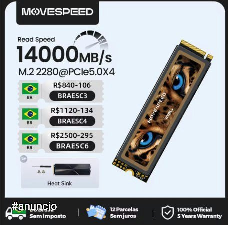 SSD MOVESPEED 14.000 MB/S PCI 5.0 GEN 5 🛒