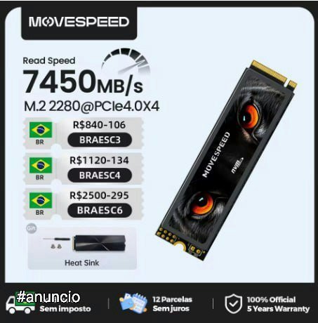 SSD MOVESPEED 7450MB/S PCI 4.0 GEN 4 🇧🇷 🛒