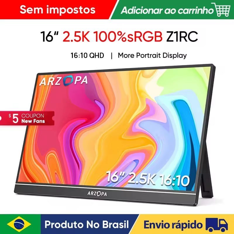Monitor Portátil ARZOPA 16" 2K 🛒