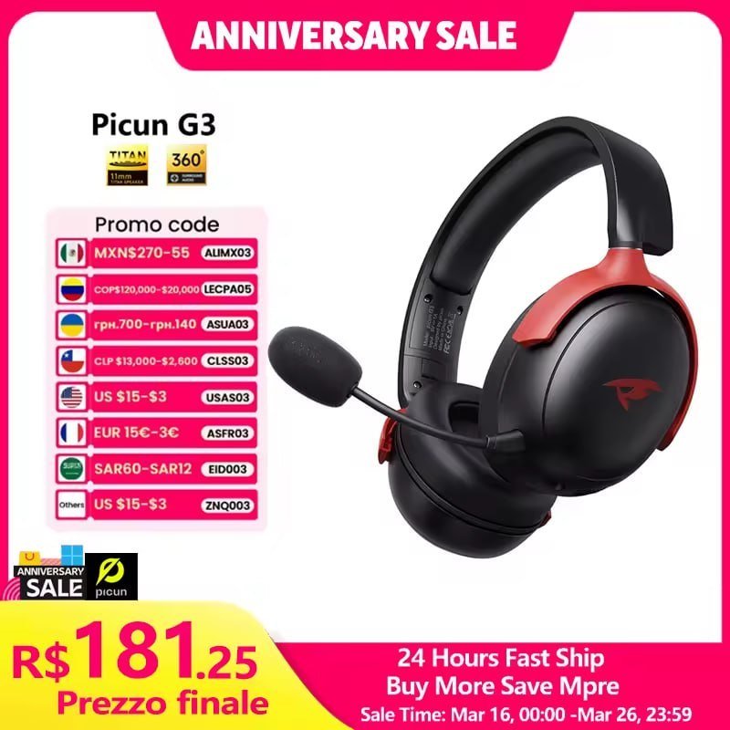 Headset Gamer sem fio Picun G3 🎧