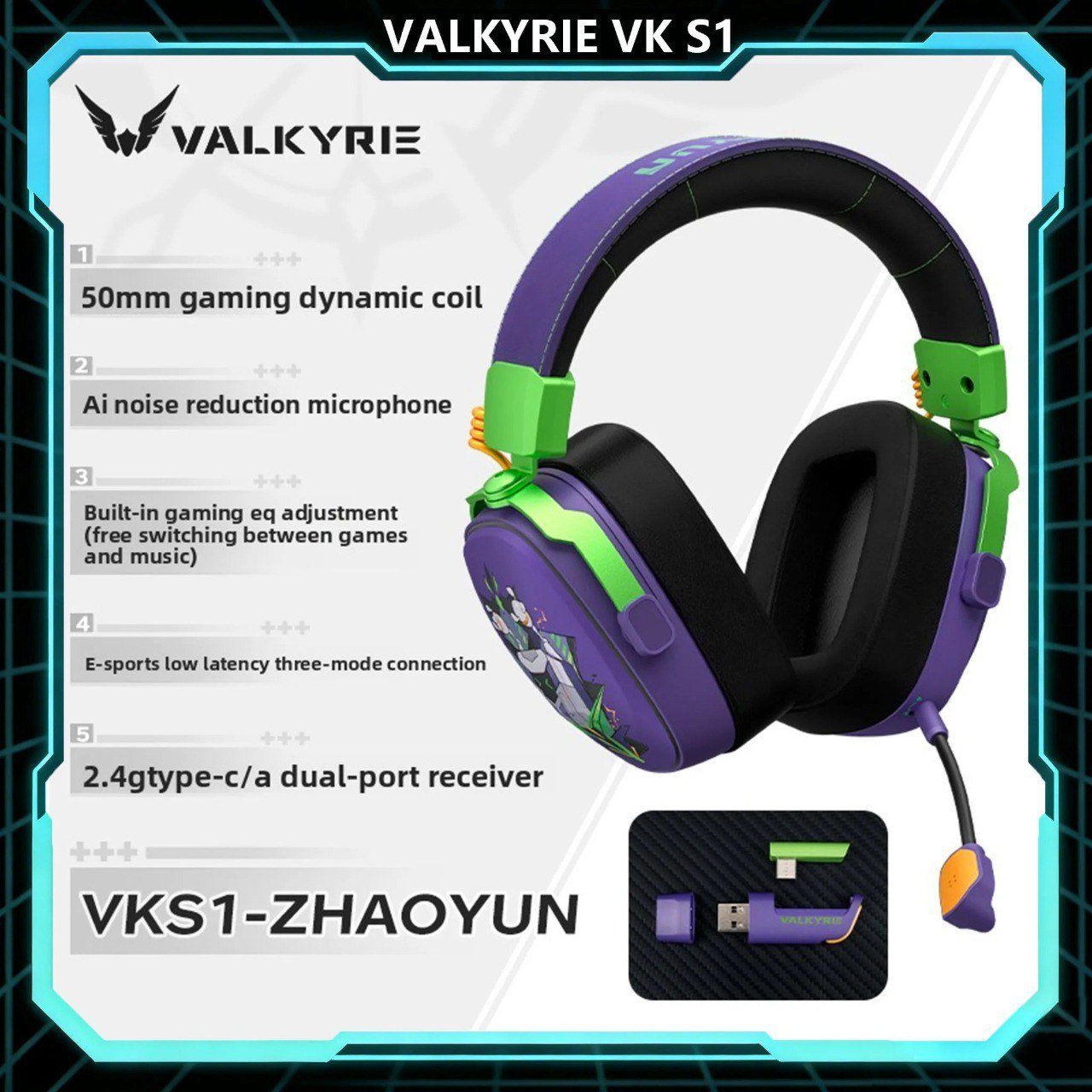 Headset Gamer Valkyrie VK S1 Tri Mode Wireless 2.4G RGB 🎧