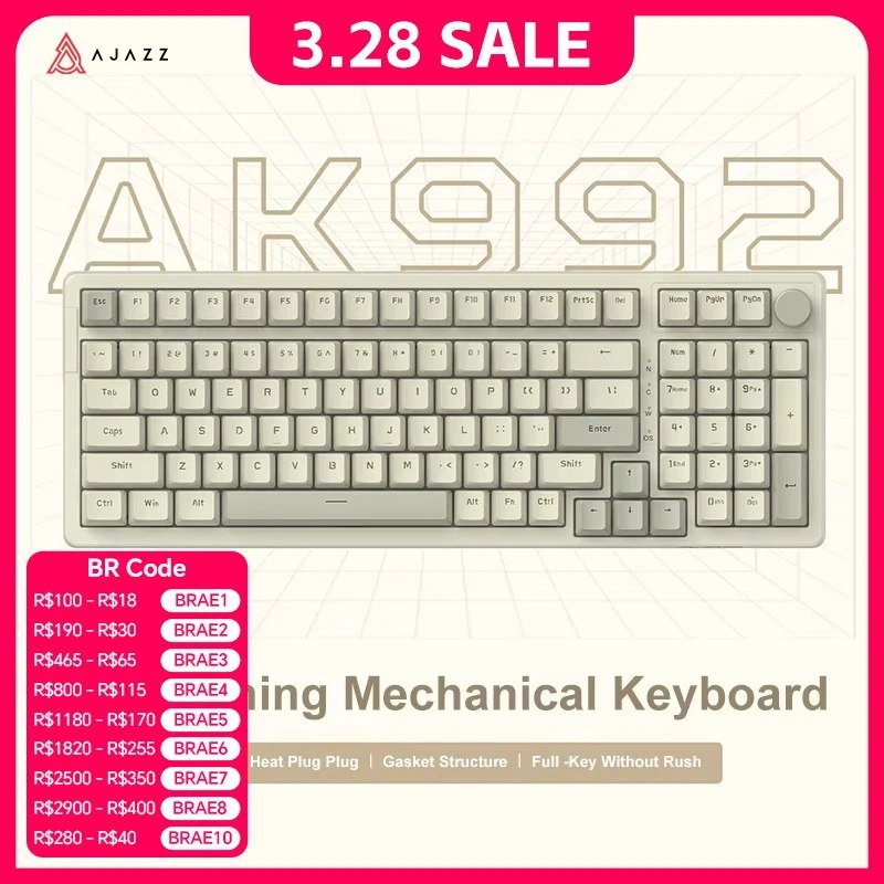 Teclado Mecânico AJAZZ AK992 ice BLUE Backlit 🛒
