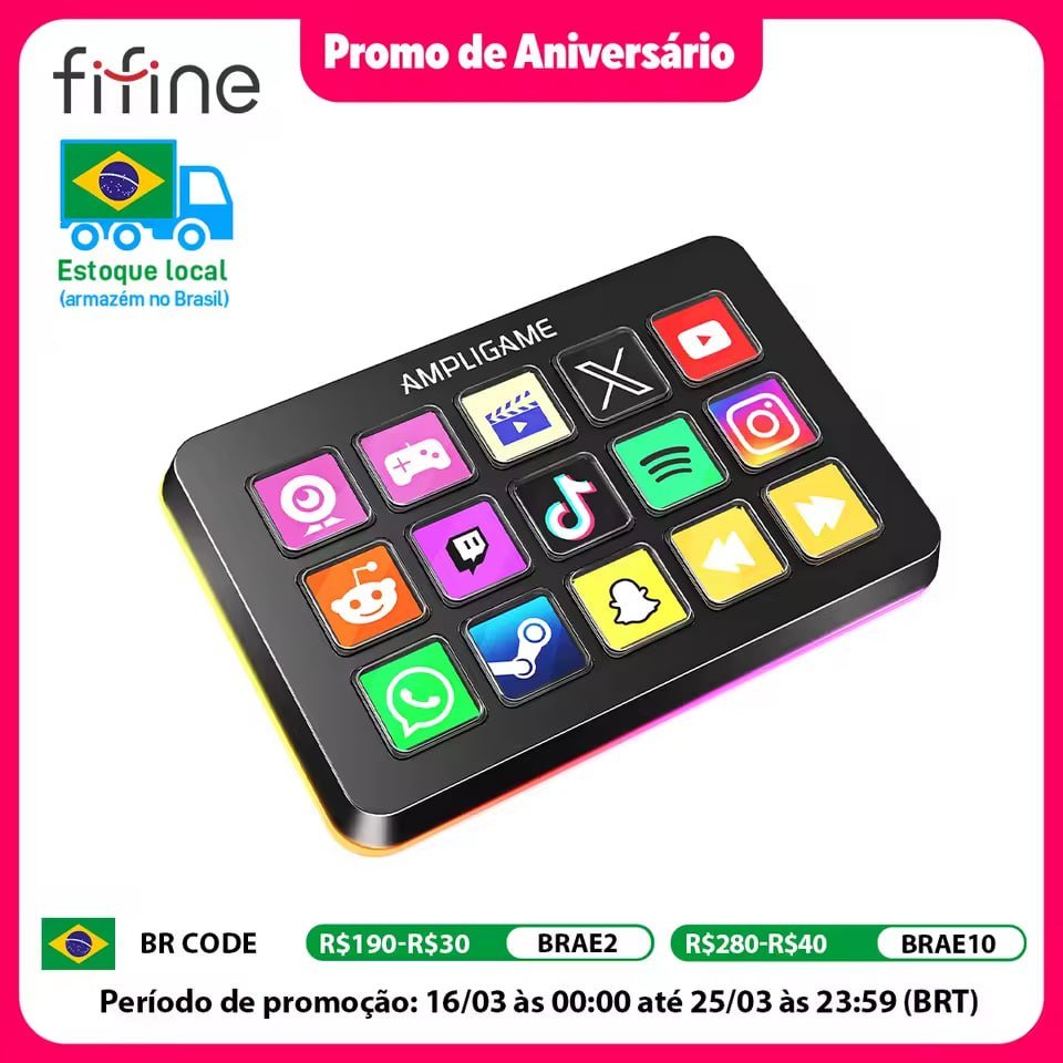 Controlador de Fluxo FIFINE D6 com 15 Teclas Macro 🛒