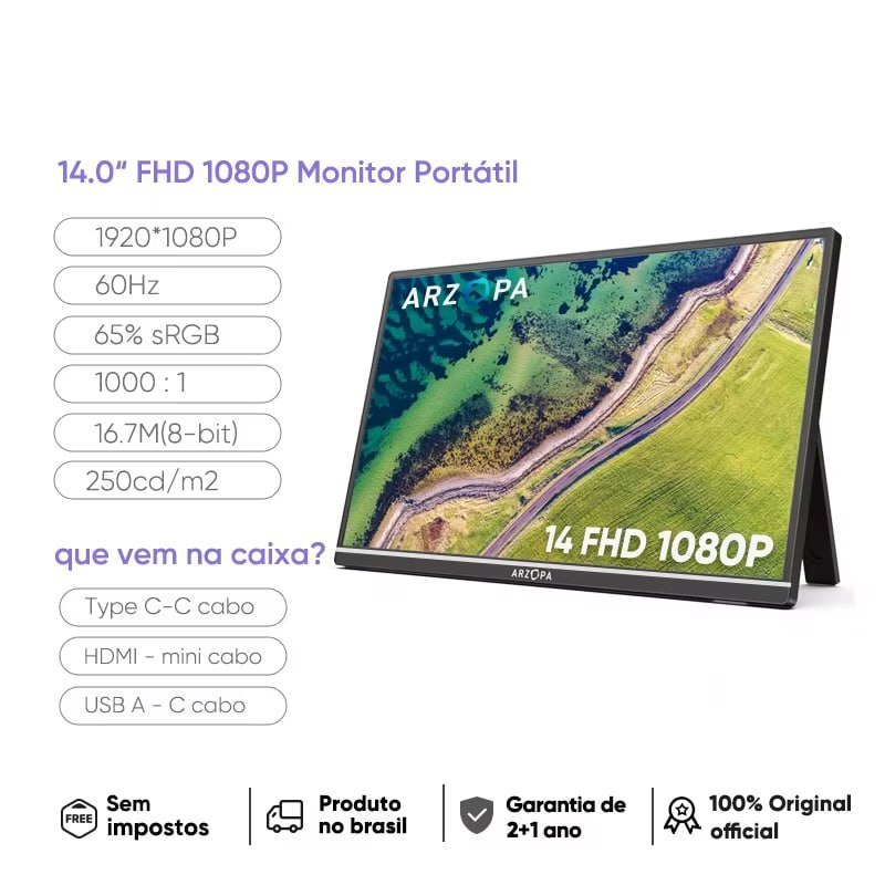 Monitor Portátil Arzopa A1s 14.0" FHD IPS 🛒