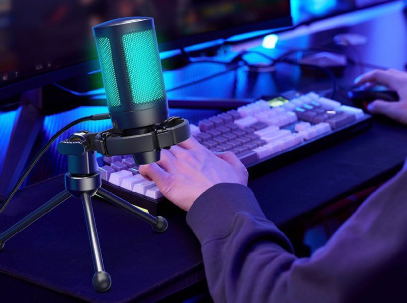 Microfone Gamer Condensador Fifine SuperFrame Edition SFM2, USB, RGB, Black 🎤