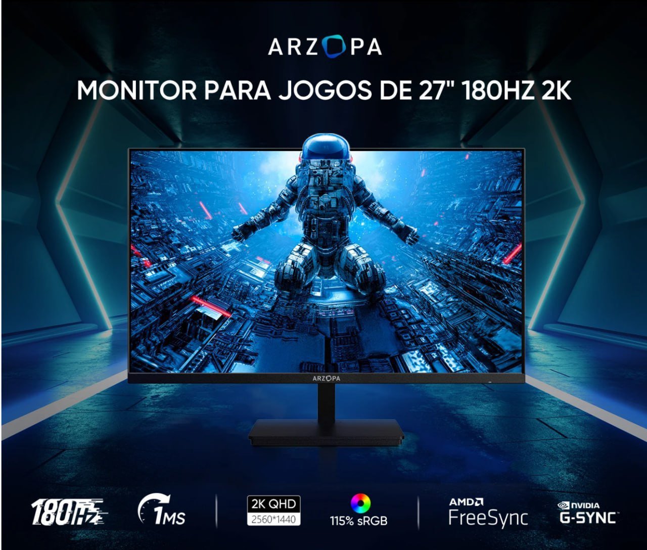 Monitor Gamer Arzopa 27" 2K QHD IPS 180Hz 1ms 🛒