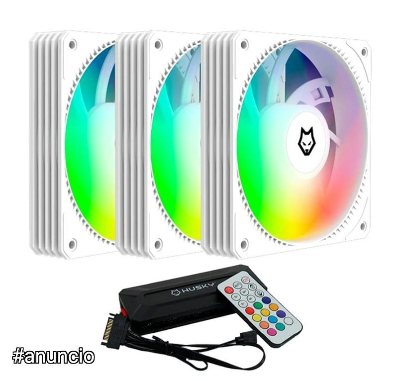 Kit com 3 Ventoinhas Husky Arctic Breeze 120mm ARGB Branco 🛒