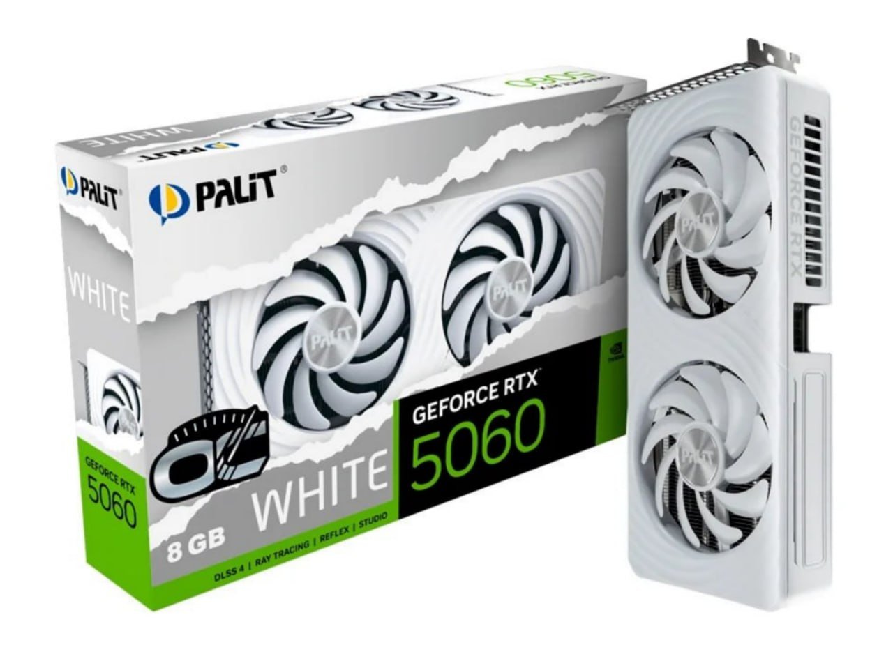 Placa de Video Palit GeForce RTX 5060 WHITE OC 8GB GDDR7 🛒