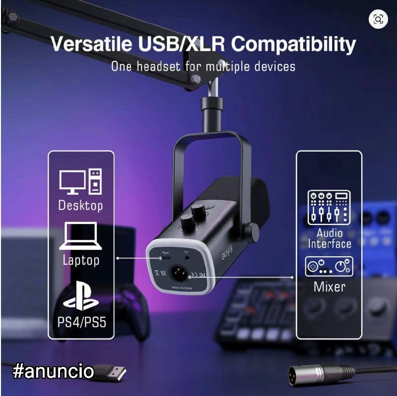 Microfone Fifine Ampligame AM8T USB/XLR + Suporte Articulado 🛒