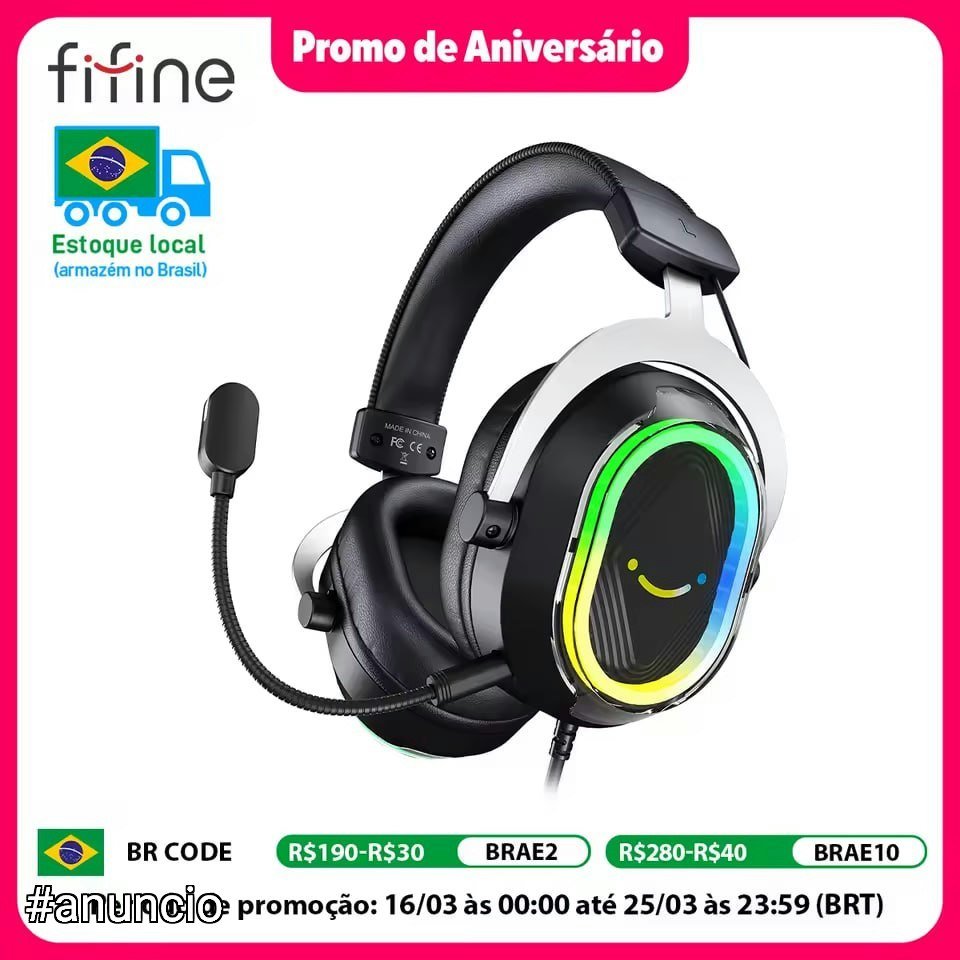 Headset Gamer FIFINE H13 RGB 7.1 🛒
