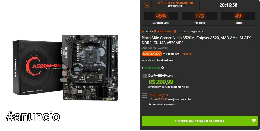 Placa Mãe Gamer Ninja A520M 🛒