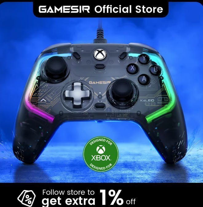 Controle GameSir Kaleid Xbox com fio para Xbox Series X, Xbox Series S e Xbox One, com joystick de efeito Hall 🎮