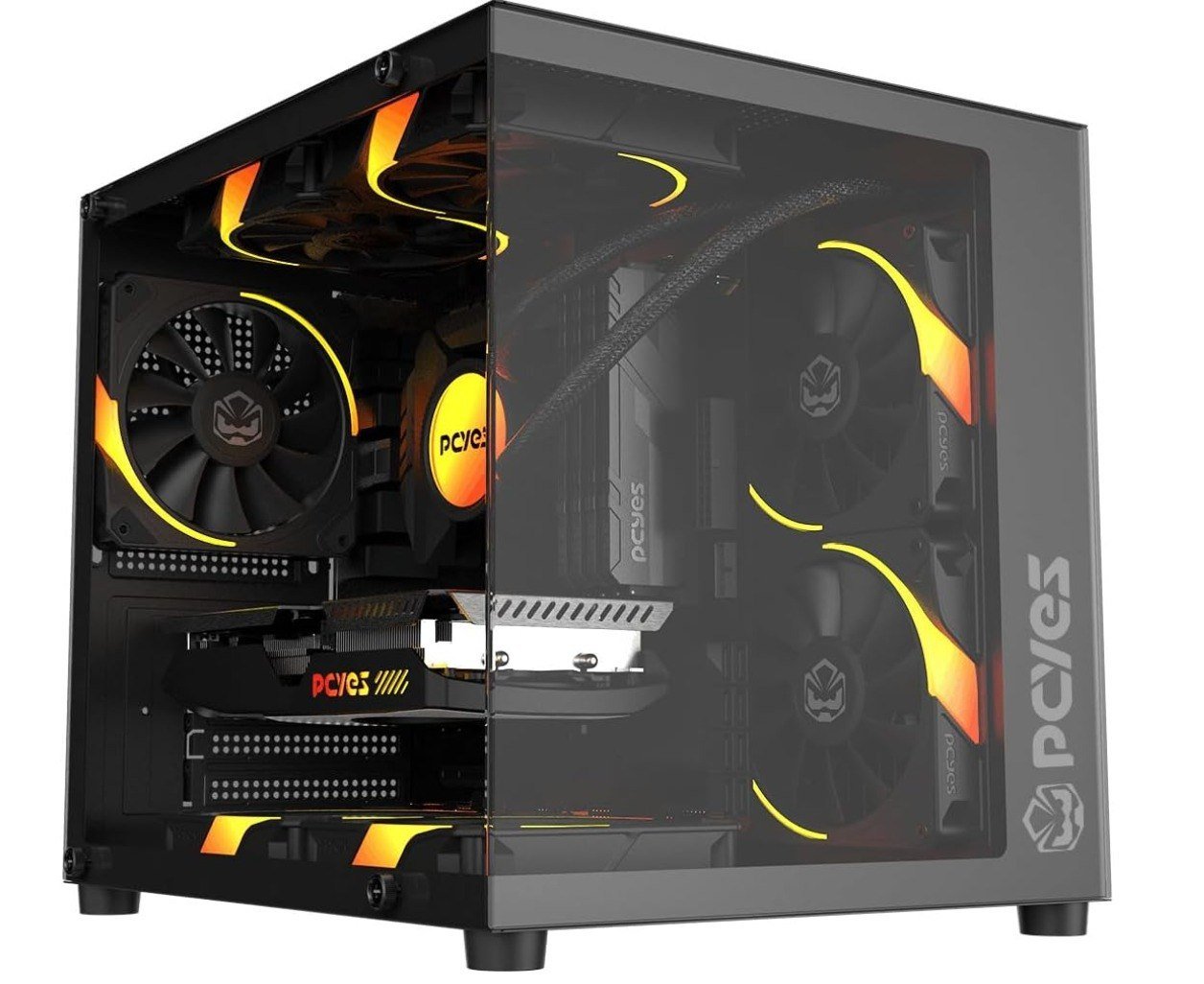 Gabinete Gamer Pcyes Forcefield Mini Black Vulcan 🛒