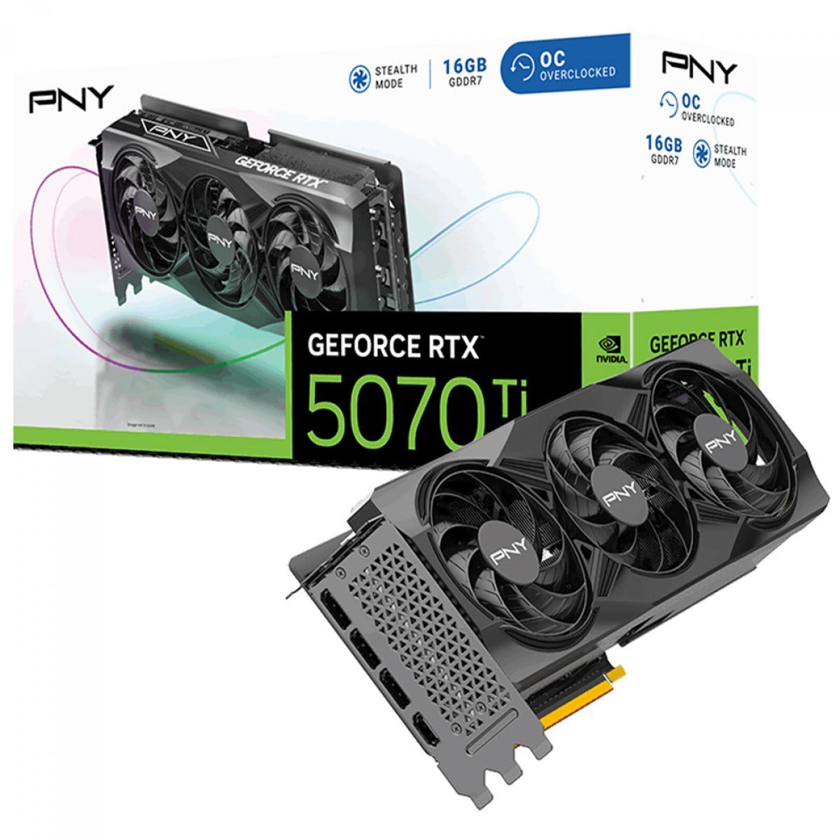 Placa de Vídeo PNY NVIDIA GeForce RTX 5070 Ti OC, 16GB, GDDR7, DLSS, Ray Tracing, VCG5070T16TFXPB1-O 🛒