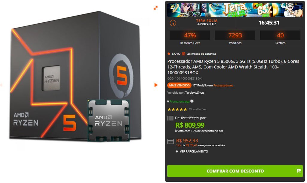 Processador AMD Ryzen 5 8500G 🛒