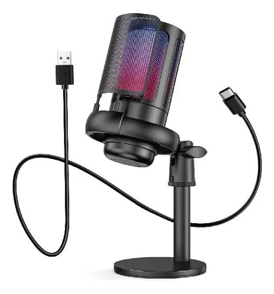 Microfone Gamer Condensador Profissional RGB Alta Qualidade 🎤