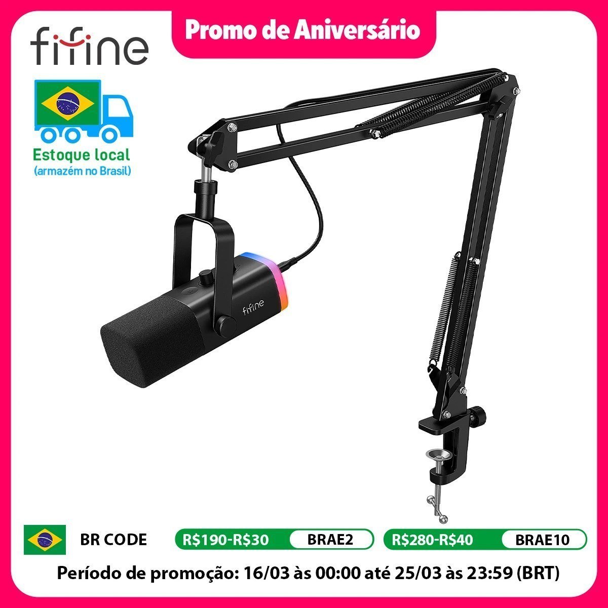 Microfone FIFINE AM8T XLR e USB Com Braço Articulado 🎤