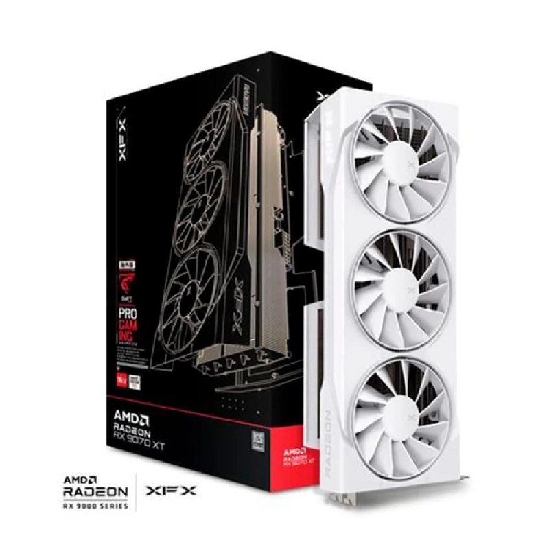 Placa de Vídeo XFX Swift RX 9070 XT WHITE TRIPLE FAN GAMING EDITION WITH AMD Radeon, 16GB, GDDR6, HDMI 3xDP, RDNA 4 RX-97TSWF3W9 🛒
