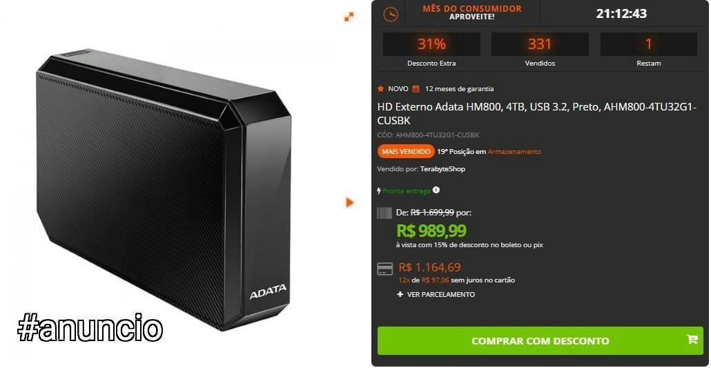 HD Externo Adata HM800 4TB 🛒