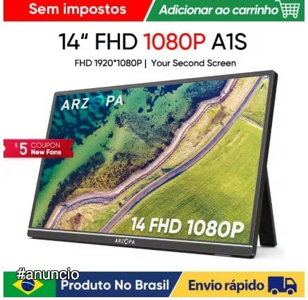 Tela Portátil ARZOPA 14.0'' 1080P FHD IPS 🛒