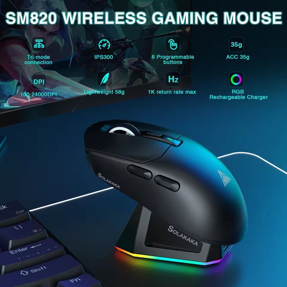 Mouse Gamer Sem Fio SOLAKAKA 🛒