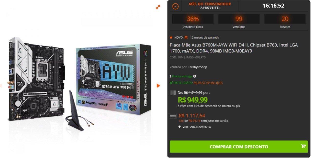 Placa Mãe Asus B760M-AYW WIFI D4 II 🛒