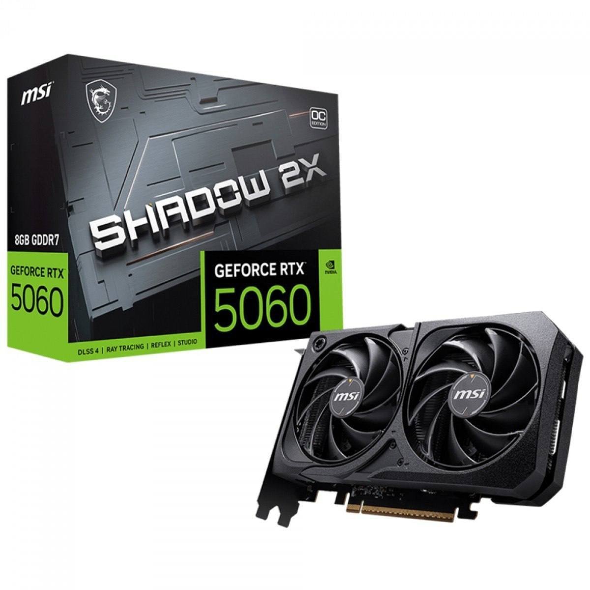 Placa de Vídeo MSI NVIDIA GeForce RTX 5060 Shadow 2X OC 8GB GDDR7 🛒