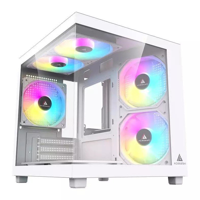 Gabinete Gamer Acegeek Tide Mid-Tower Lateral de Vidro Branco 🛒