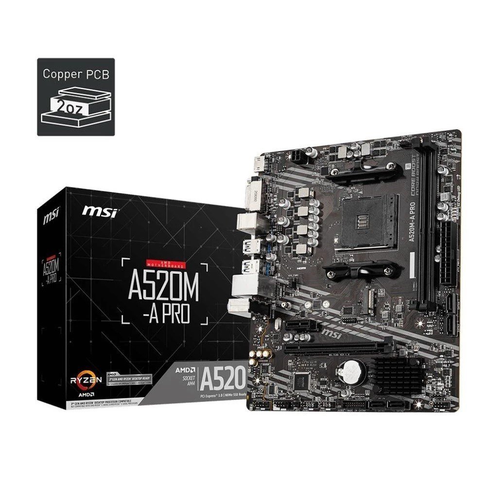 Placa Mãe MSI A520M-A PRO AMD Ryzen AM4 DDR4, Matx, Hdmi/Dvi 🛒