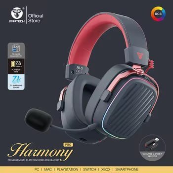 Headset Gamer Fantech Harmony PRO tri mode wireless sem fio 2.4g RGB 🎧