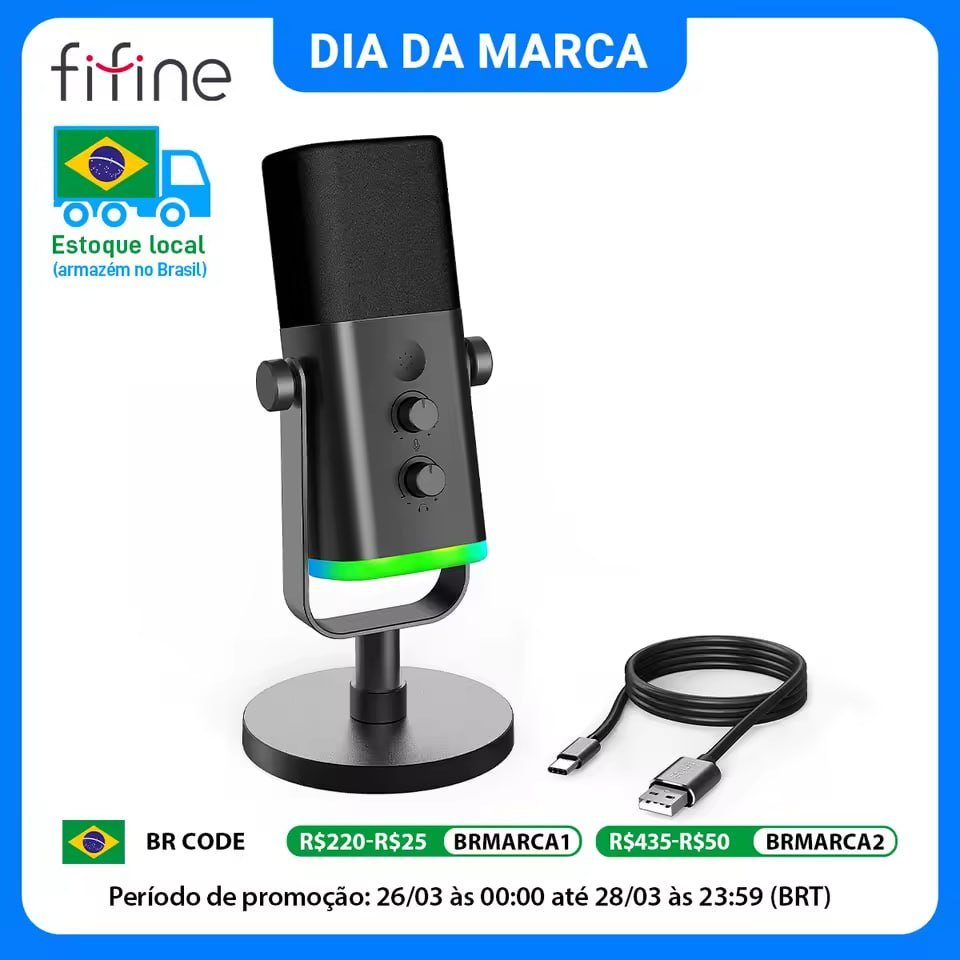 Microfone Fifine AM8 (XLR/USB + ARGB) 🎤