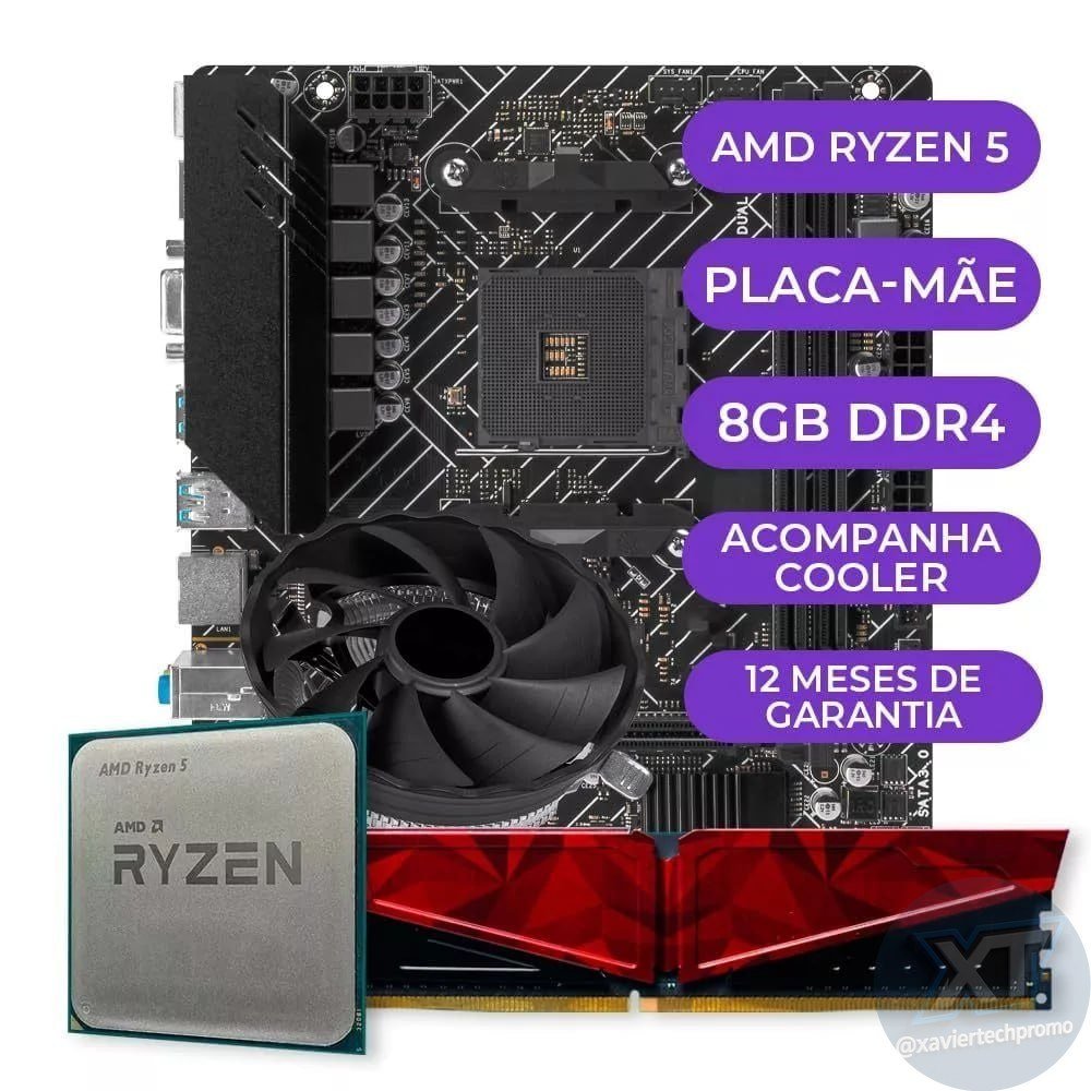 Kit Upgrade Gamer AMD Ryzen 5 3400G + Placa Mãe + 8GB DDR4 🛒
