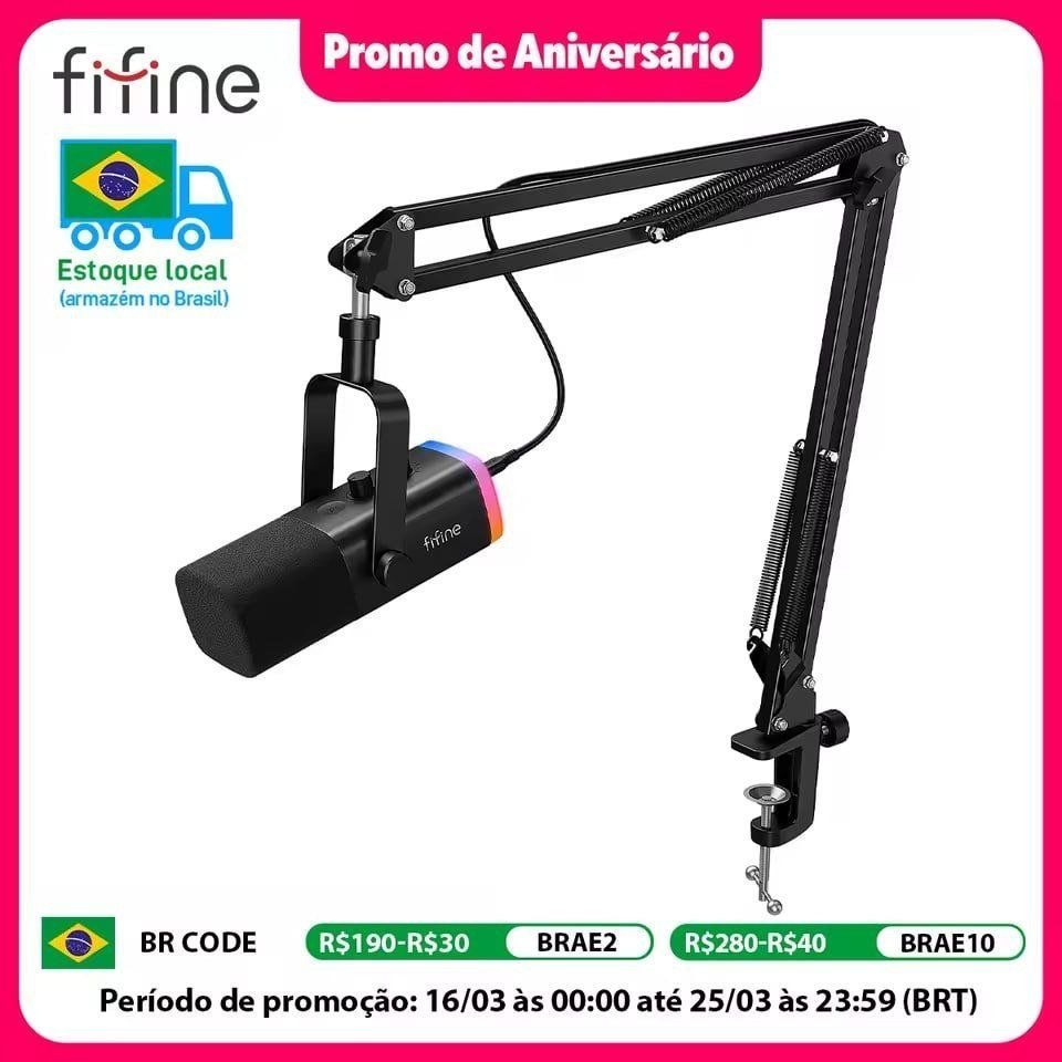 Microfone FIFINE AM8T XLR e USB Com Braço Articulado 🎤