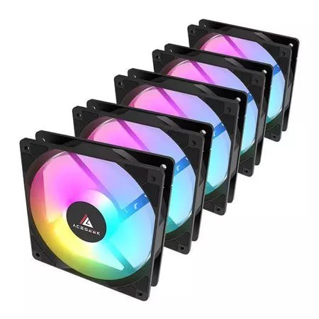 Kit Fans Acegeek RW12 5x1 — 5x120mm • Rainbow • Preto 🛒