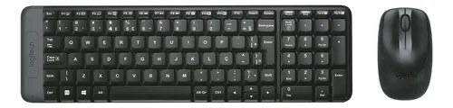 COMBO TECLADO E MOUSE SEM FIO LOGITECH MK220 LAYOUT ABNT2 PRETO 🛒