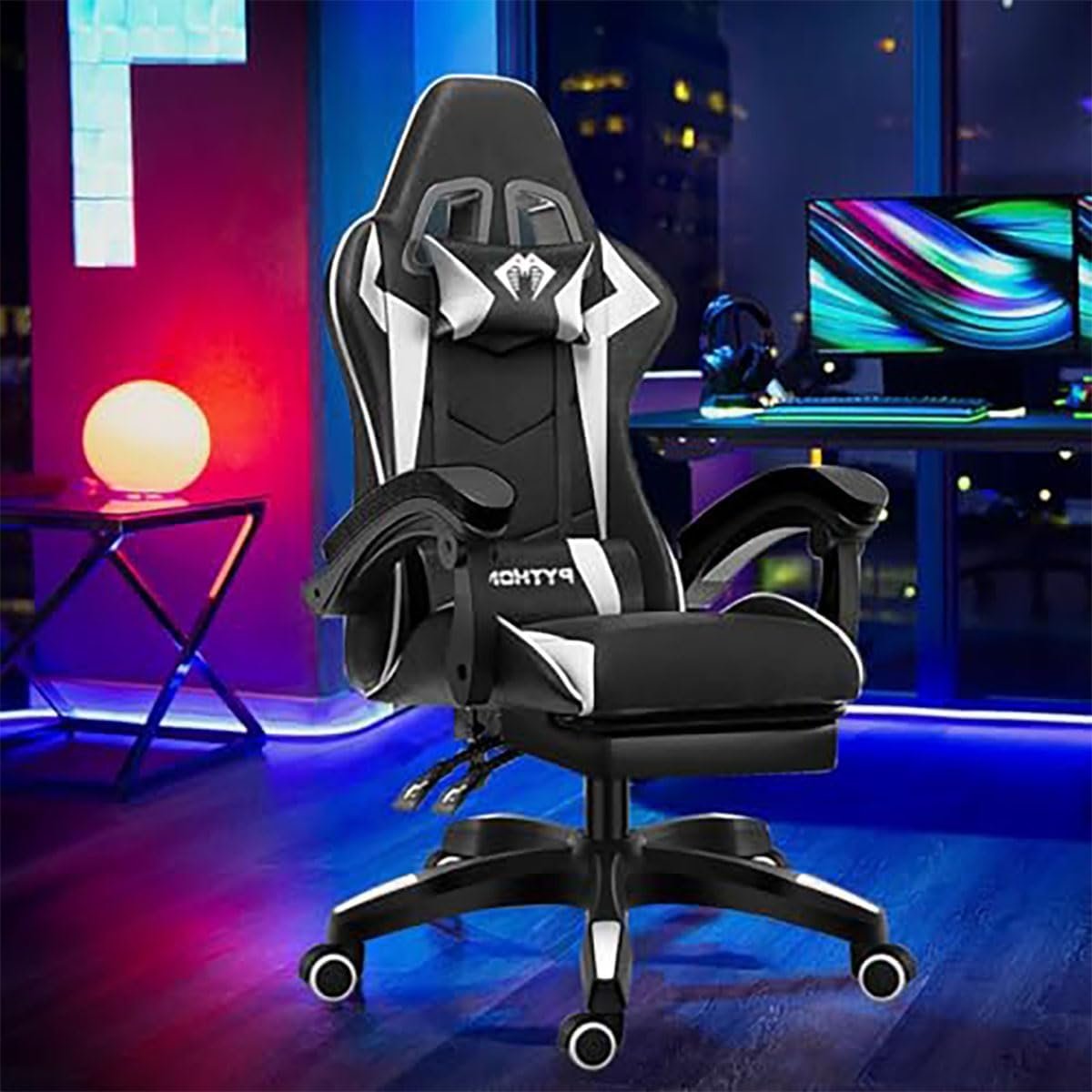 Cadeira Ergonomica Gamer Com Apoio Para Os Pés Branco 🛒