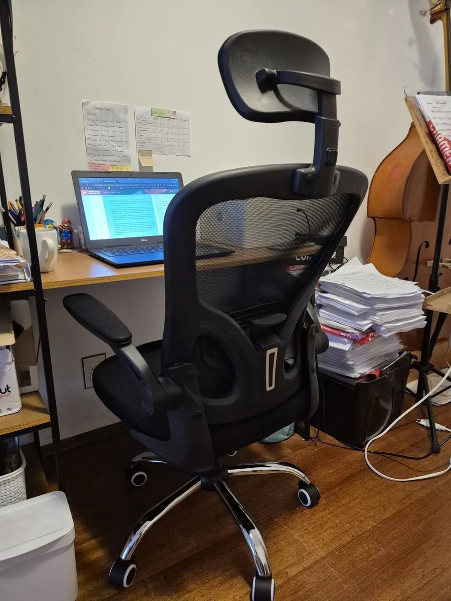 Cadeira De Escritório Ergonômica Giratória B100 Boston Preta Com Estofado Mesh Com Ajuste Lombar Luvinco 🛒