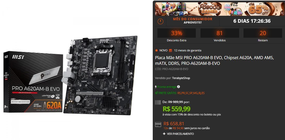 Placa Mãe MSI PRO A620AM-B EVO 🛒